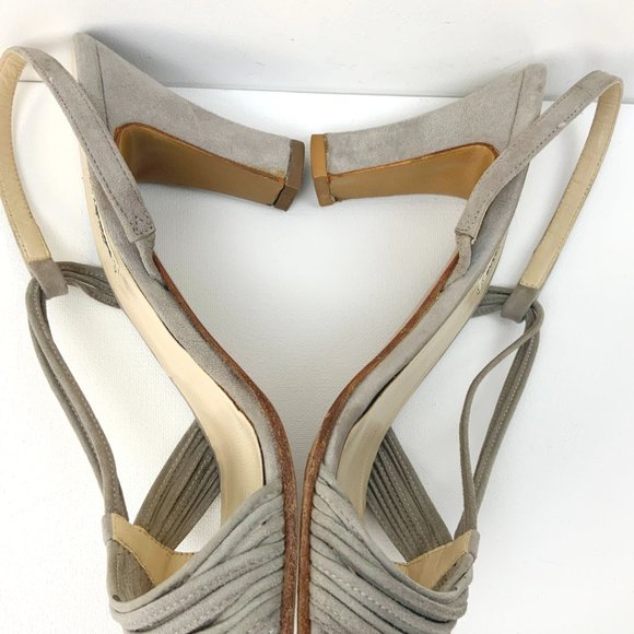 Vintage Giorgio Armani Gray Suede Strappy sandals Heels Sz 39 (8) - Picture 9 of 16